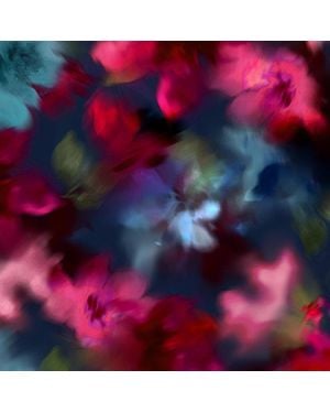 Alie Street London Leoni Silk Wool Scarf Moonlit Florals - Red