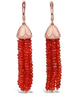 Bellus Domina Sterling Silver Agate Tassel Earrings - Red