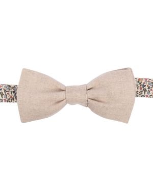 LE COLONEL Neutrals Natural Textured Linen Vanilla Amber Liberty Katie & Millie Bow Tie - Pink
