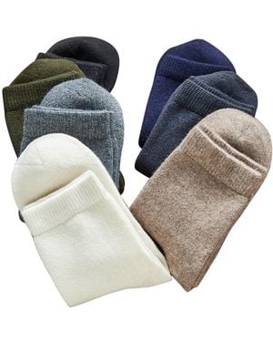 Soft Strokes Silk Wool Quarter-Length Socks Set Of Seven - Blue