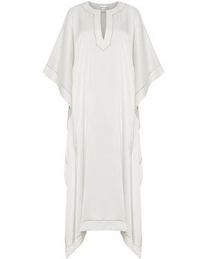 Belyed Handcraft Elara – Silk Crepe Kaftan By Belyed - White