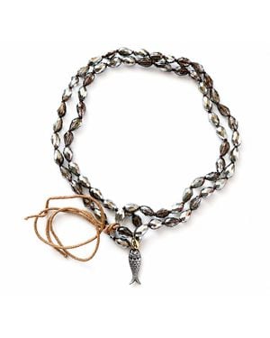Persia Dona Jewelry Vintage Glass Fish Necklace - Brown