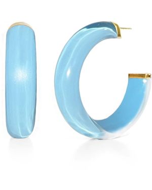 Gold & Honey Small Illusion Hoops - Blue