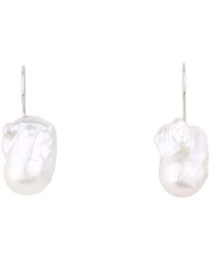 Oana Savu Freshwater Pearls Dangle Earrings Hook Ear Wear Baroque Elegant Pearl - White