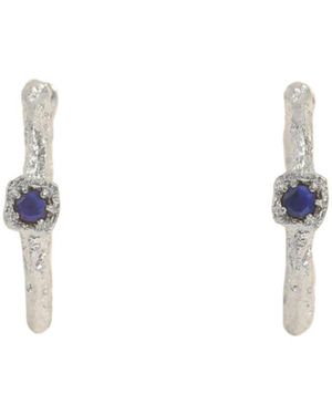 Claire Hill Designs Lapis Lazuli Lichen Branch Medium Hoops - Metallic