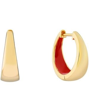 Auree Havana Tomato Enamel & Huggie Hoop Earrings - Metallic