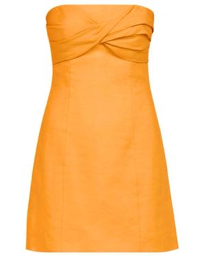 Avenue 8 Draped Strapless Linen Mini Dress - Orange