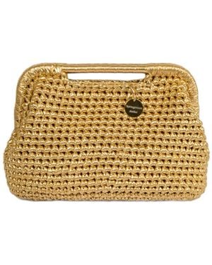 Springmoonatelier Blond Luxury Metallic Crochet Clutch Bag - Natural