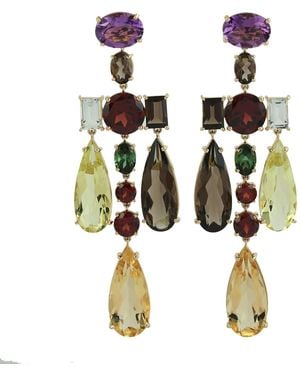 Artisan Gemstone Chandelier Earrings - Metallic