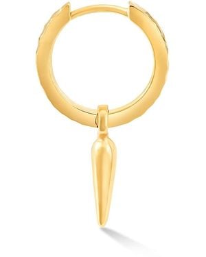 Dower & Hall Single Hammered Raindrop Charm Hoop - Metallic