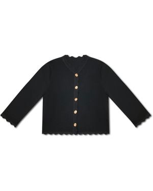 Roch Perel Scalloped Trim Cardigan - Blue