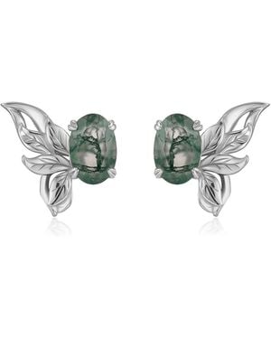 Azura Jewelry New York Sylphae Fairie Moss Agate Earrings Vermeil - Green