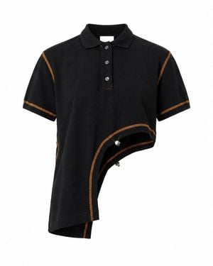 Gao Republic Polo Shirt Fitted Draped Asymmetric Jersey - Black
