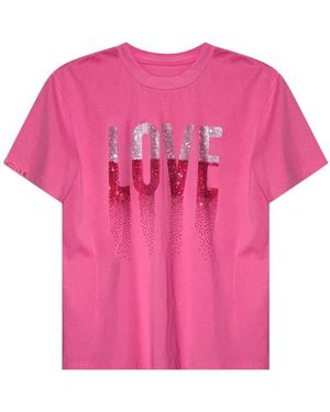 Miracles Manifester Love Rhinestoned T-Shirt - Pink