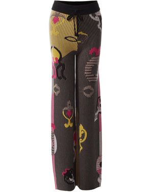 Fully Fashioning Cali Jacquard Knit Trouser Trousers - Brown