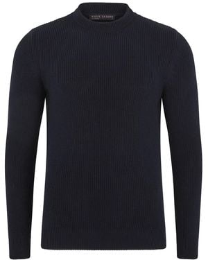 Paul James Knitwear Midweight Cotton Fisherman Rib Noah Jumper - Blue