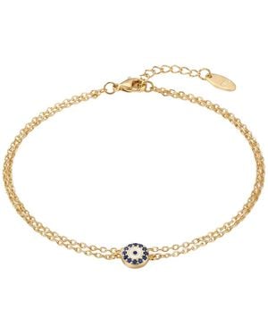 Argento Vivo Double Layer Chain & Evil Eye Anklet - Metallic
