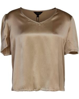 Le Réussi Champagne V-Neck Blouse - Brown