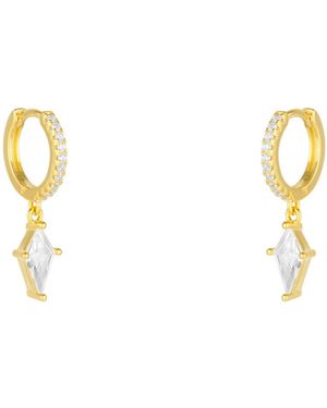 Spero London Sterling Triangle Pave Spike Hoop Earrings - Metallic