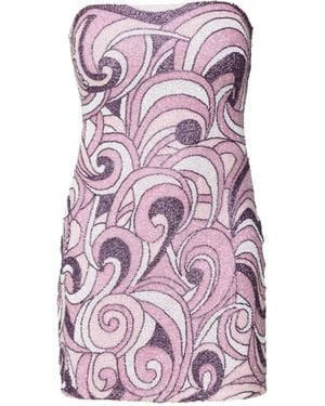 Self-Adore Veronica Hand-Beaded Embellished Mini Dress - Purple