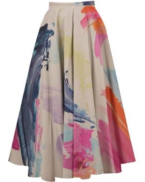 Ma Mulier Midi Printed Fluffy Skirt - Multicolour
