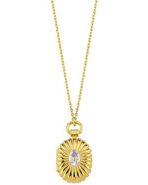 LINYA JEWELLERY Mini Stone Covered Medallion Locket Necklace - Metallic