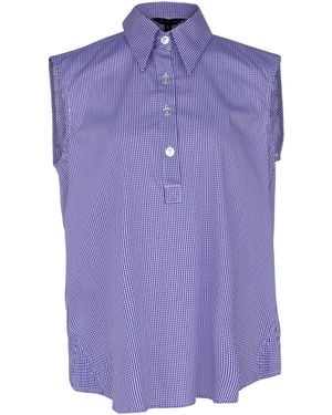 Le Réussi Italian Cotton Purple Sleeveless Shirt