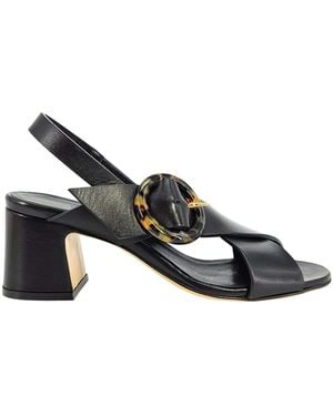 Madison Maison Leather Block Heel Singback Sandal - Blue