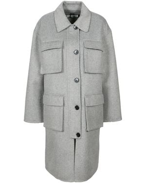 Freaky Nation Wool Coat With Utility Pockets - Grey
