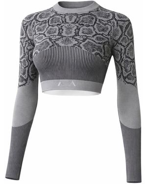 Altra Volta Elegant Snake Knitted Crop Top - Grey
