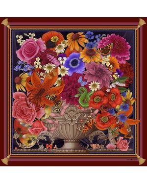 Emily Carter The Poppy Still Life Silk Scarf - Red