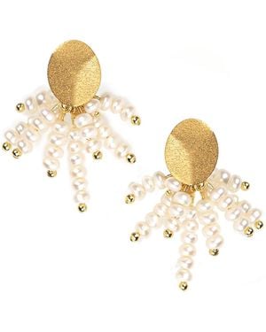 Kirei Alborán Freshwater Pearl Cluster Earrings - Metallic