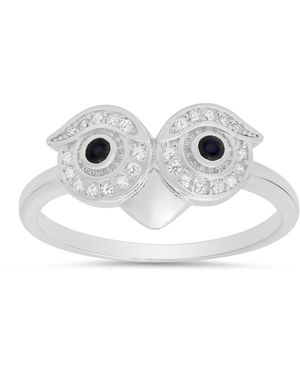 Kylie Harper Sterling Diamond Cz Owl Band Ring - Metallic