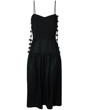 2KStyle Ulla Party Floral Hand-Embellished Peplum Midi Dress - Black
