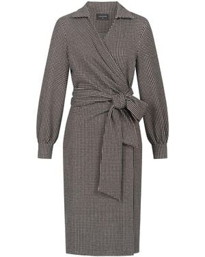 Marianna Déri Houndstooth Wrap Dress - Gray