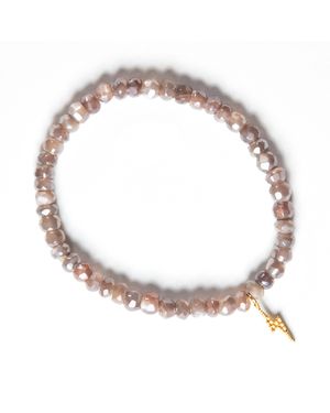 Goddess Charms Neutrals Moon Stone Bracelet - Metallic