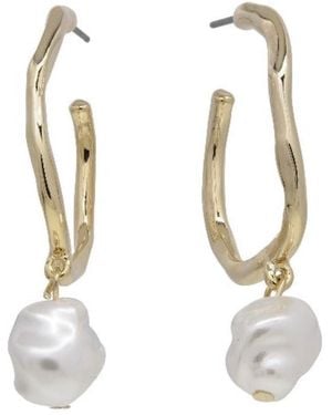 Bermuda Watch Company Annie Apple Odette Sterling, Vermeil Molten Pearl Charm Hoop Earrings - White