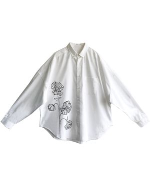 Quillattire Oversized Shirt With H& Painted Flowers - White