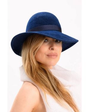Ginta Round Crown Hat With A Wide Brim - Blue