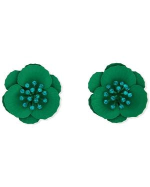 Saachi Statement Flower Crystal Studs - Green