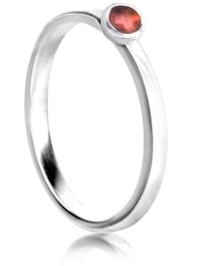 The Jewellery Store London January Birthstone Stackable Ring With Garnet Gemstone - White