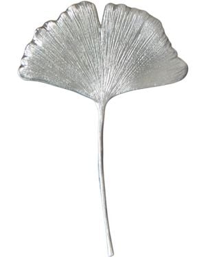Agora Jewellery Ginkgo Biloba Leaf Sterling Brooch - Grey