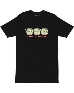 Anchor and Crew Gustatory Originals Coffee & Croissant Heavy Cotton T-Shirt - Black