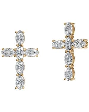 Aya Fine Jewelry Rose 2.30 Ctw Oval Cut Lab Diamond Cross Earrings - Metallic