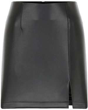 NAZLI CEREN Vance Vegan Leather Mini Skirt - Grey
