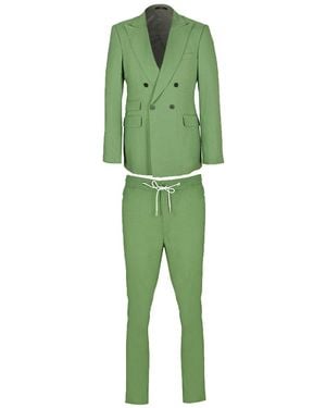 DAVID WEJ Hugo Linen Double Breasted Suit - Green