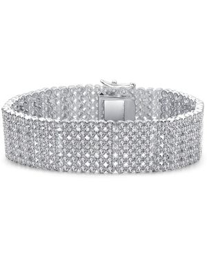 Genevive Jewelry Sterling Plated With Cubic Zirconia Wide Six Row Tennis Bracelet - Gray