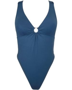 MONIQUE MORIN LINGERIE Caress X Back Bodysuit Dark Denim - Blue