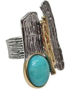 Farra Amazonite Stone Setting Platinum Statement Ring - White
