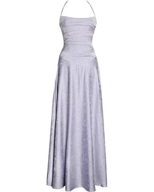 Miss Circle New York Raegan Taro Jacquard Rouched Maxi Dress - Purple